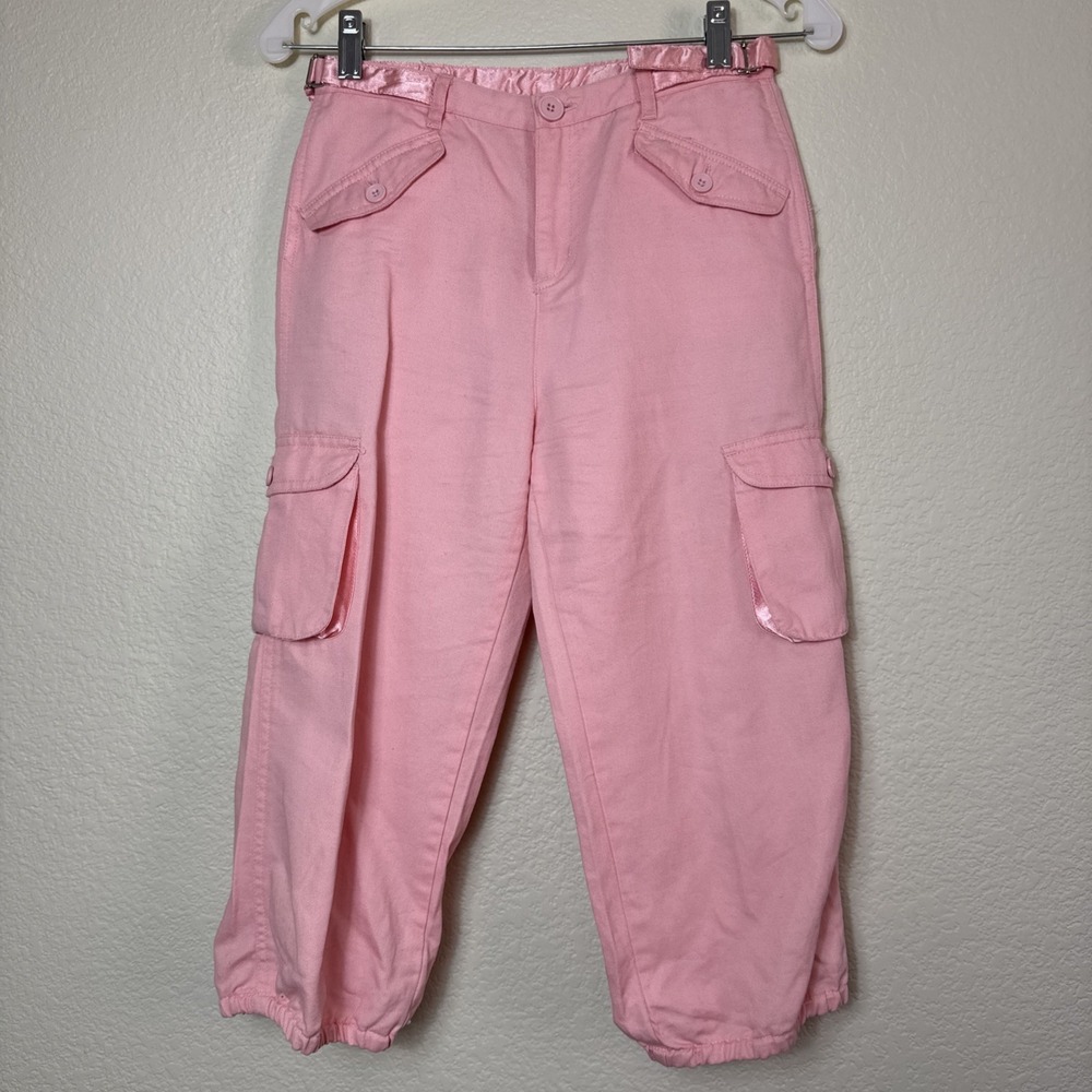 Vtg Y2K Mary-Kate and Ashley Pink Cargo Capri Pants Girls 12 GUC Olsen Twins